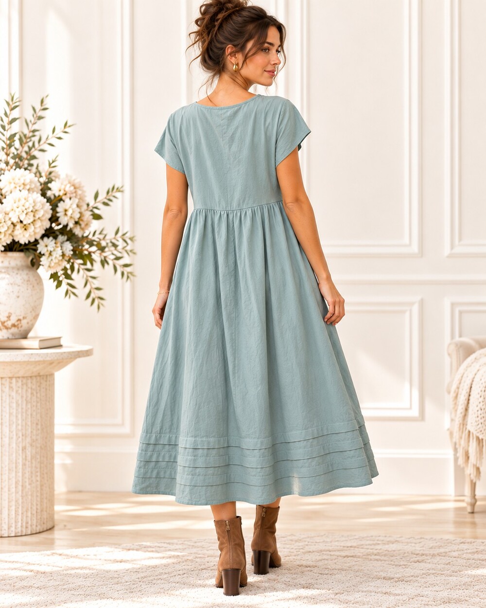 NWT Emery Rose Green 100% Cotton Maxi Dress | Cottagecore Boho | Size Large - Picture 3 of 9